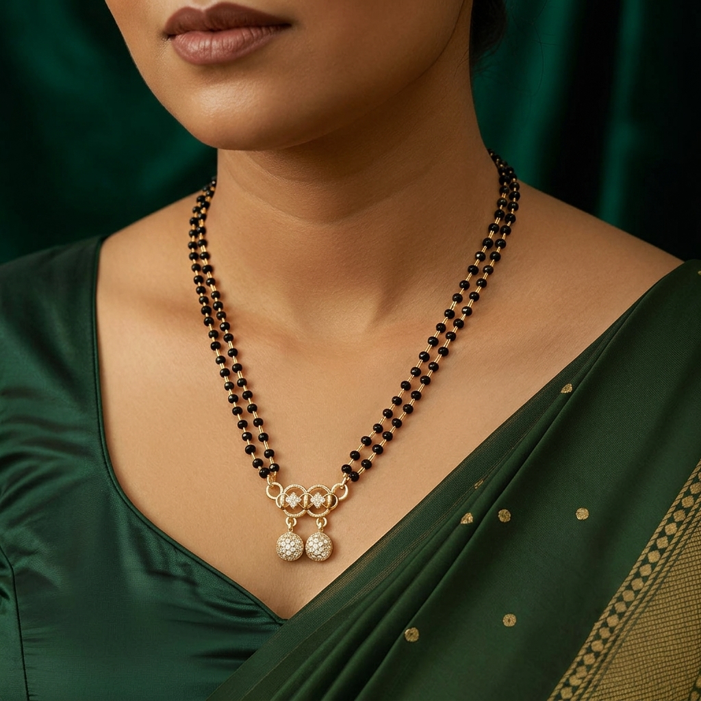 Double Strand Black Bead Mangalsutra